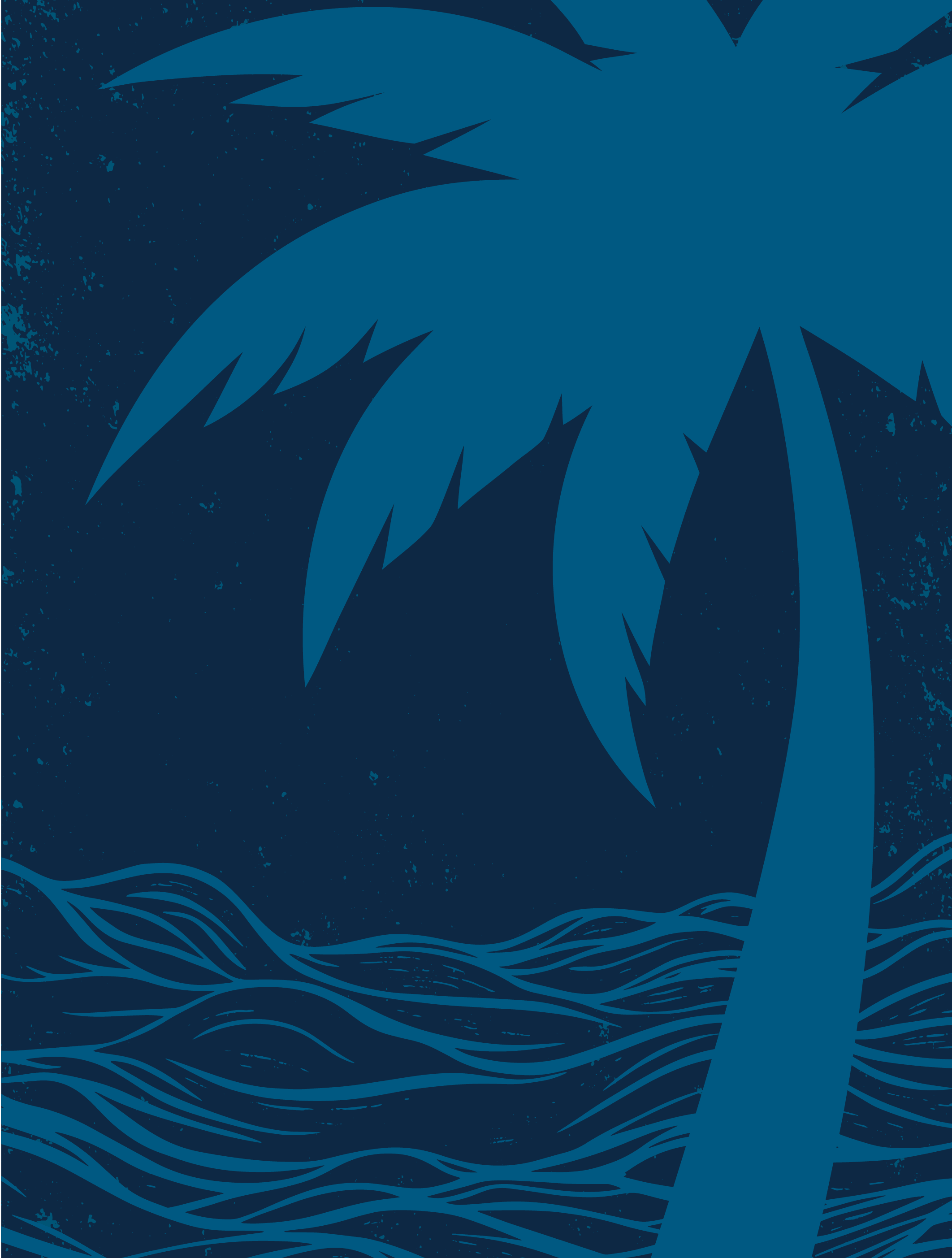 illustration of a palm tree and ocean