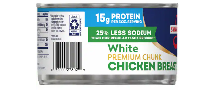 White premium chunk Chicken breast in a can, 25% less sodium