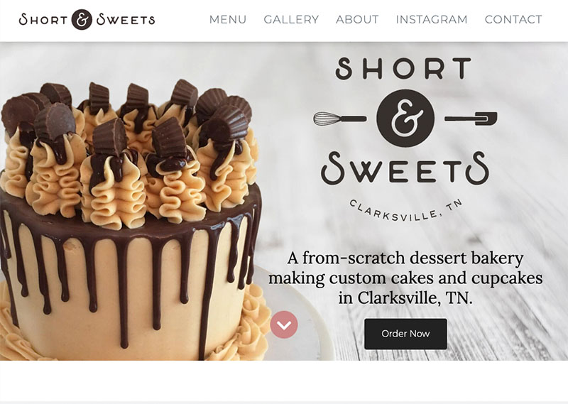 Short & Sweets Bakery website