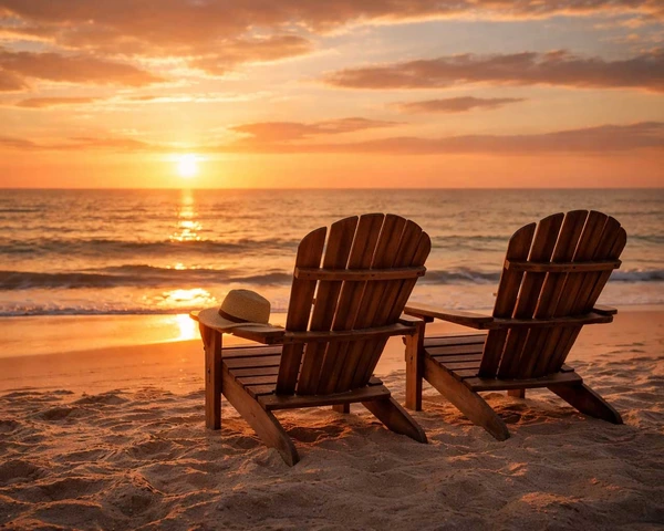 chaiurs at sunset on the beach