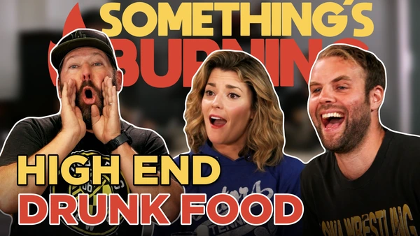 S1 E26 | Grace Helbig + Brooks Wheelan | Gettin' Drunk & Eating Dumplings with Grace Helbig & Brooks Wheelan | Something's Burning