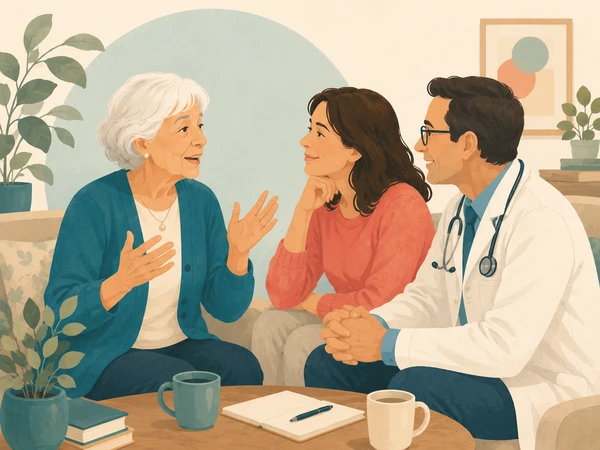 Sharing a conversation in a cozy space