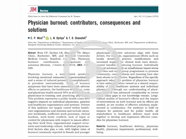  Physician Burnout