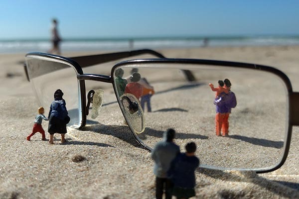 glasses on the beach