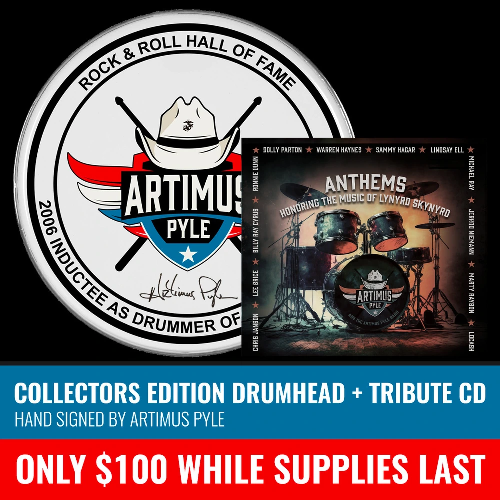 Artimus Pyle – Anthems Honoring The Music Of Lynyrd Skynyrd Album + Autographed Collectors Edition Drumhead