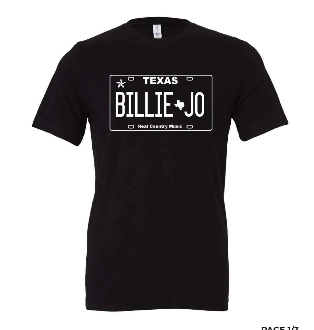 Billie Jo Jones TX License Plate T-Shirt BLACK