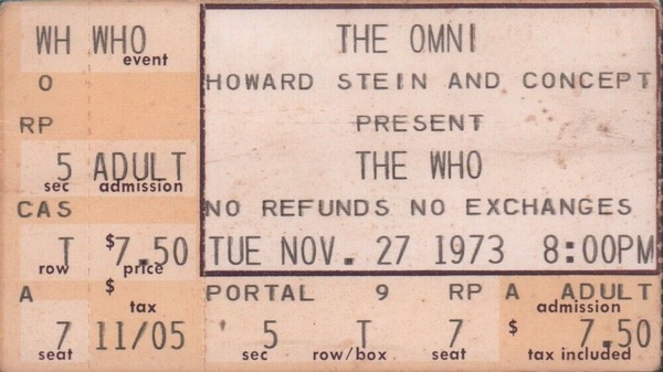 Lynyrd Skynyrd with The Who ticket stub