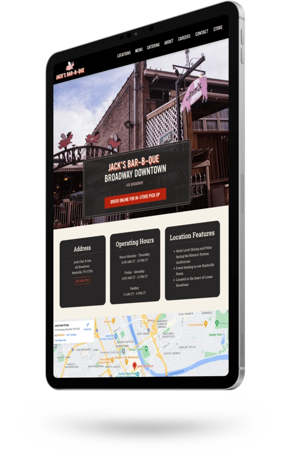 ipad displaying restaurant business info
