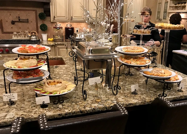 Baked brie, marinated tomatoes and cheese, smoked salmon, 3 cheese pate