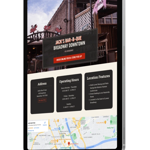 ipad displaying restaurant business info