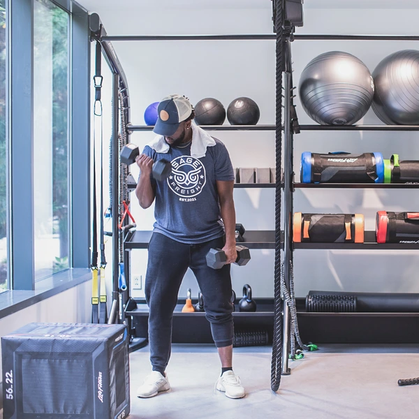 Employee working out at the office