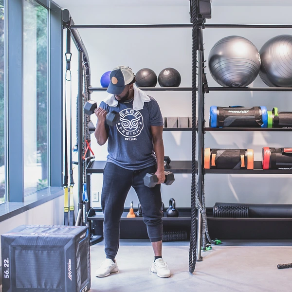 Employee working out at the office