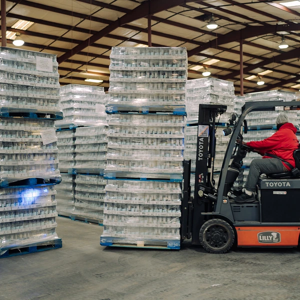 image of warehouse and forklift
