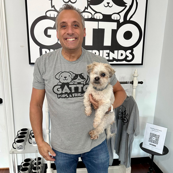 Joe Gatto with rescue dog