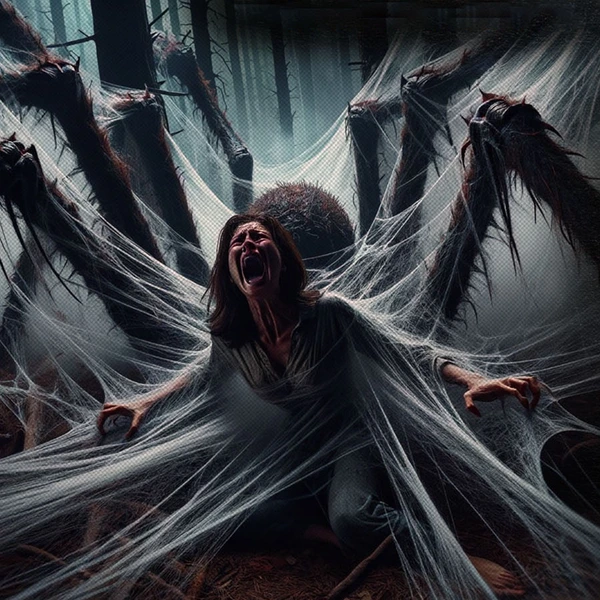 woman trapped by giant spider