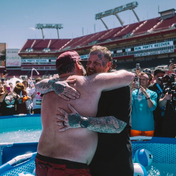 Bert and Jelly Roll hug