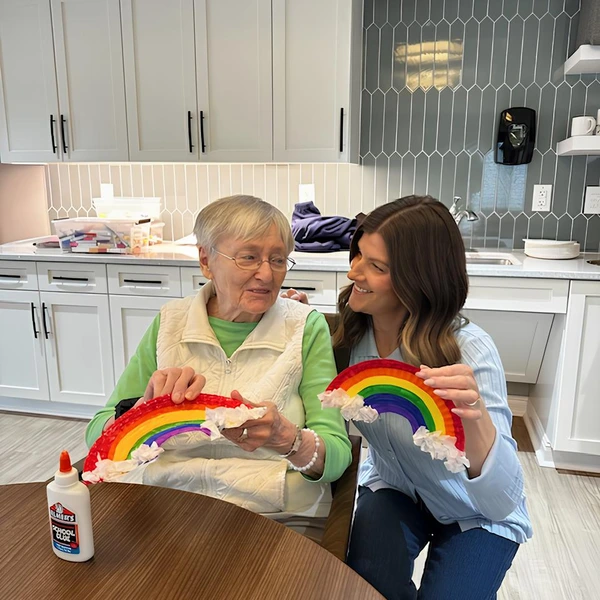 meg with client making rainbows