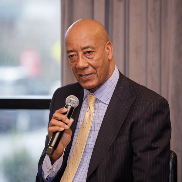 Dr. Webb speaking at a panel on healthcare